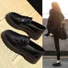 Zapatos de vestir de cuero para mujer primavera y otoño nuevo suave JK pequeño estilo de la Academia Británica suela gruesa negra Matsutake individual