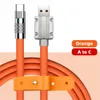 USB-A till USB-C Liquid Silicone Cable 120W 6A Super Fast Charge PD Typ C Cord Ultra Soft USB2.0 Data Orange Cable Fast Charge For Laptop Tablet Telefon