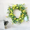 Decorative Flowers Spring Wreath Simulation Artificial Flower Daisy Door Decoration Wedding Rattan Ring Home Pendant