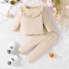 Conjuntos de ropa para niña recién nacida de 3 a 36 meses, moda de primavera y otoño, traje de manga larga con volantes y botones, ropa para bebé, traje de lunares