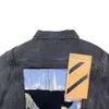 Hip Hop zerrissene Baseballjacke Herren Jacken Designer Cardigan Coat Fashion gesticktes Polo -Hemd Übergroße Denimjacke