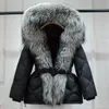 Lagabogy 2023 Top Quality Hood Puffer Jacket Large Real Fur Winter Women Down Coat Female Warm Loose Luxury Waterproof Parka 231225