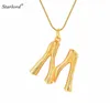 Hänghalsband bambu initial bokstav m halsband kedja guld alfabet smycken uttalande personlig gåva charm för kvinnor/män p90861710340