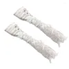 Kolanowe podkładki koronkowe rękawiczki bez palców Ruffle Floral Elastyczne białe rękaw 066f