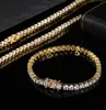 Pulseiras de jóias 3mm 4mm Correntes de tênis Design para mulheres homens pulseira de aço de titânio com diamante CZ amante ouro prata rosa fashio1191522