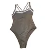 Costume da bagno estivo firmato da donna Stampa costume da bagno intero Lettera Fettuccia imbottito Costume da bagno bikini primavera calda