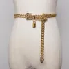 Gold Chain Belt Lock Metal Belts For Women Cuban Key Chains Silver Punks Dress Waistband Long Ketting Riem Cummerbunds286x