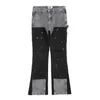 Herr jeans vintage lapptäcke mens blossade jeans y2k streetwear byxa bred ben hip hop svart färgblock smal fit graffiti denim jeans j231225