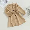 FocusNorm 2-7Y Autumn Kids Girl Trench Coatフリル長袖の四袖ダブルブレストKhaki Windbreaker with Belt 231225