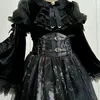 Ceintures Gothic Black en dentelle ceinture avec élastique décoration à la mode mince des vêtements pour femmes rétro féerie grunge