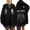 Y2k Zipper Hoodie Casual Streetwear Zip Jacket Haruku Gothic Zips Hoodies Women's Hood Sweatshirts Skeleton Zipup Hoody