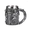 Tasses médiévales Crusader à bière tasse résine en acier inoxydable Retro Knight Style Tankard Coffee tasse de thé gothique gothique.