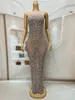 Desgaste de palco piscando strass em prata transparente Cristals Vestido de aniversário Celebrar fantasia sem mangas Sexy DressE Nianhua