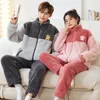 Herren Nachtwäsche 2024 Kapuzenpaar Pyjamas setzt Männer Frauen Winter Pyjama Cartoon Korean Homewear Weich warmes Pijama Hoodies