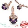 Fedi nuziali in argento sterling 925 con ciondolo a forma di margherita viola infinito, perlina, bracciale originale, clip di Murano, pendente da donna