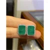 Stud Earrings Rectangular Faux Columbia Emerald