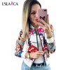 Jacken Fashion Jacket Women Langarm O Halsdruck Reißverschluss Oberbekleidung Herbst Winter Ladies Mantel High Street Neuankömmling S2XL Tops 2022