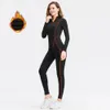 Termiska underkläder Kvinnor Mock-Neck Set Thune Fleece Fitness Shapewear Elastic Winter Female Clothing Underdirts and Underpants 231225