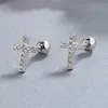 Orecchini per borchie 925 Sterling Silver Cross Filo in filo femminile zircone Piercing Gioielli Gioielli Gioielli Regi di compleanno