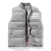 Parkas pour hommes Hommes Vers Le Bas Gilet Veste D'hiver Rayé Chaud Épaissir Veste Sans Manches Col Montant Gris Canard Doudoune Conception Coréenne J231225