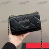 Classic Trendy Women Flap Shoulder Bag Chrome Lettering Woc Luxury Handbag Gold Hardware Leather Quilted Crossbody Designer Wallet Coin Purse Pochette Clutch 19CM