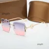 2024 Summer Fashion womens sunglasses Designer Square Frameless Art Pearl Embellished Gold Metal Temples Premium Texture Simple and Elegant