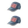 Boll Caps 2st American Flag Baseball Cap USA Peaked Fashion denim för kvinnor män