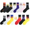 Chaussettes masculines Unisexe Style Harajuku Flame Mid-tube Cotton Street Hip-Hop Skateboard et nouveauté sportive féminine