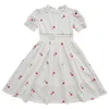 Mädchen Kleider Mädchen Sommer Mode Casual Kleid Kinder Teen kurz Ärmel Blumensticke Baumwolle weiß 8 bis 16 Jahre Kleidung Vestidos