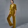 Women's Two Piece Pants Velveteen Suit Sets 2-piece Set (jacket Pants) Casual Fashion Chic And Elegant Woman Blazer