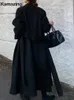 معطف من الصوف الطويل الأنيق مع الحزام في فصل الشتاء الأزياء الصلبة طويلة الأكمام الطويلة الأنيقة السيدات السيدات غير الرسمي معطف 231225