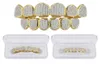 Hip Hop Classic Teeth Grills Golde Color Plated CZ Micro Pave Exclusive Top Bottom Gold Grillz Set8862671