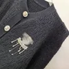 Chaqueta de suéteres para mujeres con cuello redondo de punto de punto órgano largo cárdigan largo 2024ss camisas de ropa de punto informal