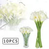 Decorative Flowers 10pcs Artificial Table Decoration Flower Vase Arrangement Real Touch Calla Lily Bouquet For Wedding