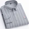 Spring Paul Embroidered Shirt Men's Casual Striped Fashion Light Business Long Sleeved