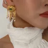 Frauen Vintage Augen des Dämons Ohrring Ring Cosplay übertrieben trendige Ohrringe Stil imitierte Perle Mädchen zarte Quasten Schmuck 231225