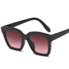 Sunglasses 2023 Square Rivet Sun Glasses Female Outdoor Shopping Shades Black Driving Eyewear Retro Cool Oval