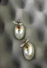 Classic size doublesided Pearl Earrings Sterling Silver needle with Diamond Earrings9564651