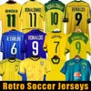 1998 camisas de futebol retrô 2002 camisas 1998 Retro Brasil Jersey Carlos Romario Ronaldinho 2004 Camisa de Futebol 1994 2006 1982 Brasil Shirt Rivaldo Adriano