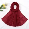 Scarves 16 Colors Solid Lace Chain Bubble Chiffon Instant Hijab Women's Head Shawl Scarf Muslim Kerchief Ramadan Stole 180 70Cm