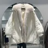 Lagabogy Real Natural Fox Fur Winter Women White Goose Down Jacket Lose Warm Puffer Coat Kvinnlig Tjock Mid-Long Parkas 231225