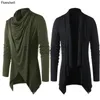 Medieval Men Asymmetrical Overlap Cardigan Casual Knitted Long Sleeve Sweater Shawl Collar Open Front Tops Vintage Sweaters 231225
