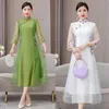 Etnische Kleding 2023 Chinese Verbeterde Qipao Jurk Cheongsam Nationale Bloem Borduren Chiffon Oosterse Banket Avond Vestido