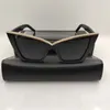 Óculos de sol sobrancelha de metal Acetato preto Designer de marca de moda Vintage Silver Fancy Weird for Women Sun Glasses UV400