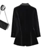 Velvet Blazer Women Luxury Jacket 2023 Spring and Autumn Suit Collar Long Sleeve Slim Fit Mid Length Office Ladies Coat Z3108 231222