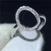 Anillo de promesa de joyería hueco 100% SOILD 925 Joyas de plata esterlina 5a Circón CZ Anillos de alianza de bodas de compromiso para mujeres Gift292h