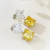 Dange oorbellen vinregem 10 mm prinses gesneden citrien hoge koolstof diamant edelstenen elegante druppel voor vrouwen 925 sterling zilveren sieraden