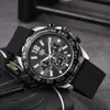 Men luxury designer Automatic quartz watch tachymetre Mens auto 6 hands Watches steel rubber bands wristwatch