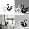 Decorative Objects Figurines Vilead 2Pcs/Set Ceramic Couple Ns Nordic Black White Ornaments Wedding Gifts Creative Living Room Dec Dh6Tu