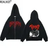 Anime Y2k Zip Up Hoodie Berserk Zipper Jacket Graphic Sweatshirts Spring and Autumn Long Sleeve Jackets Thin Fleece Sweatshirt